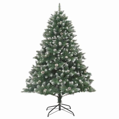VidaXL Sztuczna choinka z podstawą Zielony 210 cm PVC, plastik i stal