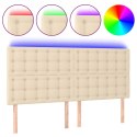 VidaXL Zagłówek do łóżka z LED, kremowy, 160x5x118/128 cm, tkanina