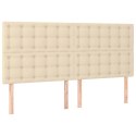 VidaXL Zagłówek do łóżka z LED, kremowy, 160x5x118/128 cm, tkanina