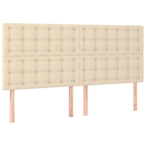 VidaXL Zagłówek do łóżka z LED, kremowy, 160x5x118/128 cm, tkanina