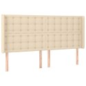 VidaXL Zagłówek do łóżka z LED, kremowy, 163x16x118/128 cm, tkanina