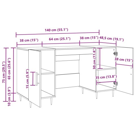 VidaXL Biurko Stare drewno 140 x 50 x 75 cm Materiał drewnopochodny