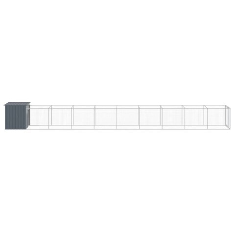 VidaXL Buda dla psa, z wybiegiem, antracytowa, 110x1017x110 cm, stal