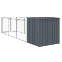 VidaXL Buda dla psa, z wybiegiem, antracytowa, 110x405x110 cm, stal