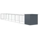 VidaXL Buda dla psa, z wybiegiem, antracytowa, 110x813x110 cm, stal