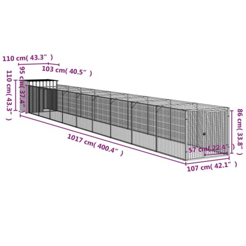 BUDA DLA PSA Z WYBIEGIEM JASNOSZARA 110X1017X110CM STAL