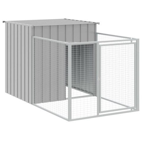 VidaXL Buda dla psa, z wybiegiem, jasnoszara, 110x405x110 cm, stal