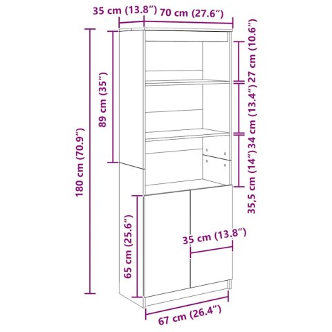 VidaXL Komoda Stara Drewno 70x35x180 cm Drewno klejone