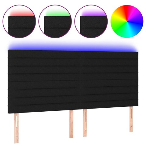 VidaXL Zagłówek do łóżka z LED, czarny, 160x5x118/128 cm, tkanina