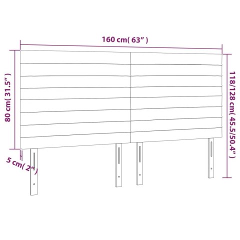 VidaXL Zagłówek do łóżka z LED, czarny, 160x5x118/128 cm, tkanina