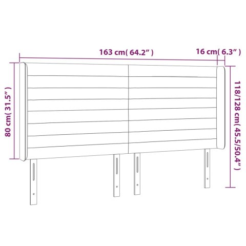 VidaXL Zagłówek do łóżka z LED, czarny, 163x16x118/128 cm, tkanina