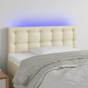 VidaXL Zagłówek do łóżka z LED, kremowy, 100x5x78/88cm, sztuczna skóra