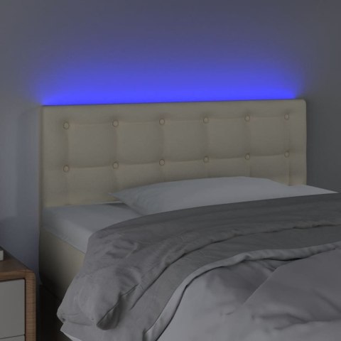 VidaXL Zagłówek do łóżka z LED, kremowy, 100x5x78/88cm, sztuczna skóra