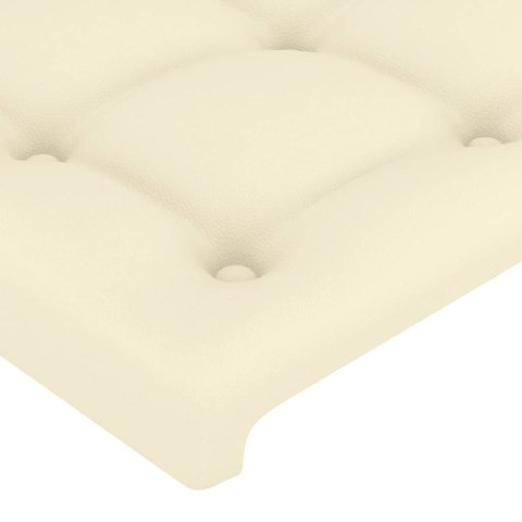 VidaXL Zagłówek do łóżka z LED, kremowy, 100x5x78/88cm, sztuczna skóra