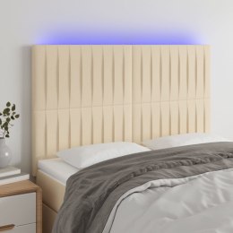 VidaXL Zagłówek do łóżka z LED, kremowy, 144x5x118/128 cm, tkanina