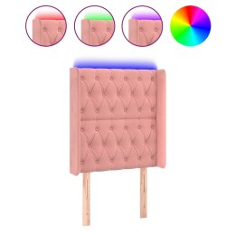 VidaXL Zagłówek do łóżka z LED, różowy, 83x16x118/128 cm, aksamit