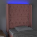 VidaXL Zagłówek do łóżka z LED, różowy, 83x16x118/128 cm, aksamit