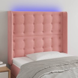 VidaXL Zagłówek do łóżka z LED, różowy, 83x16x118/128 cm, aksamit