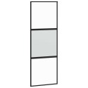 VidaXL Drzwi przesuwne, czarne, 76x205 cm, szkło hartowane, aluminium