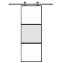 VidaXL Drzwi przesuwne, czarne, 76x205 cm, szkło hartowane, aluminium