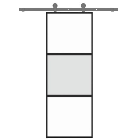 VidaXL Drzwi przesuwne, czarne, 76x205 cm, szkło hartowane, aluminium