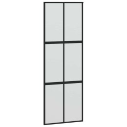 VidaXL Drzwi przesuwne, czarne, 76x205 cm, szkło hartowane, aluminium