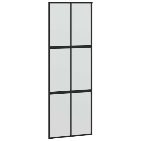 VidaXL Drzwi przesuwne, czarne, 76x205 cm, szkło hartowane, aluminium