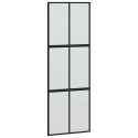VidaXL Drzwi przesuwne, czarne, 90x205 cm, szkło hartowane, aluminium