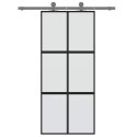 VidaXL Drzwi przesuwne, czarne, 90x205 cm, szkło hartowane, aluminium