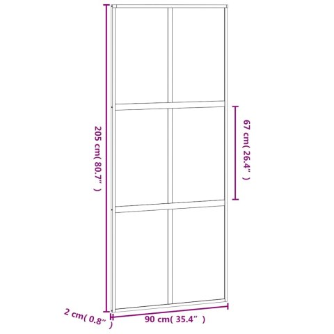 VidaXL Drzwi przesuwne, czarne, 90x205 cm, szkło hartowane, aluminium