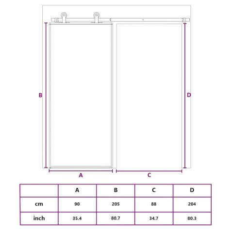 VidaXL Drzwi przesuwne, czarne, 90x205 cm, szkło hartowane, aluminium