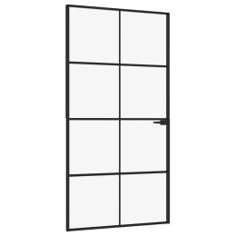 VidaXL Drzwi wewnętrzne, czarne, 102x201,5 cm, szkło i aluminium