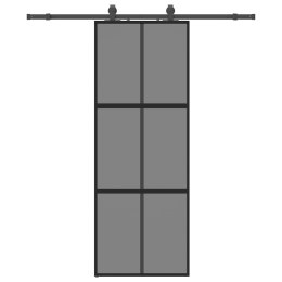 VidaXL Drzwi przesuwne z zestawem okuć czarne 76x205cm szkło hartowane