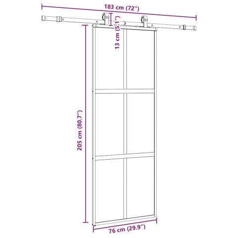VidaXL Drzwi przesuwne z zestawem okuć czarne 76x205cm szkło hartowane