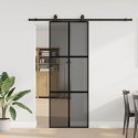 VidaXL Drzwi przesuwne z zestawem okuć czarne 76x205cm szkło hartowane