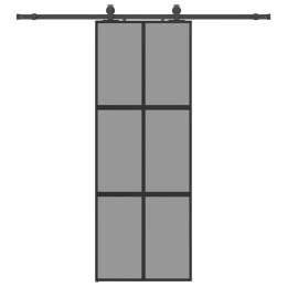 VidaXL Drzwi przesuwne z zestawem okuć czarne 76x205cm szkło hartowane
