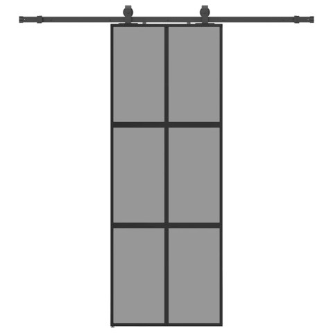 VidaXL Drzwi przesuwne z zestawem okuć czarne 76x205cm szkło hartowane
