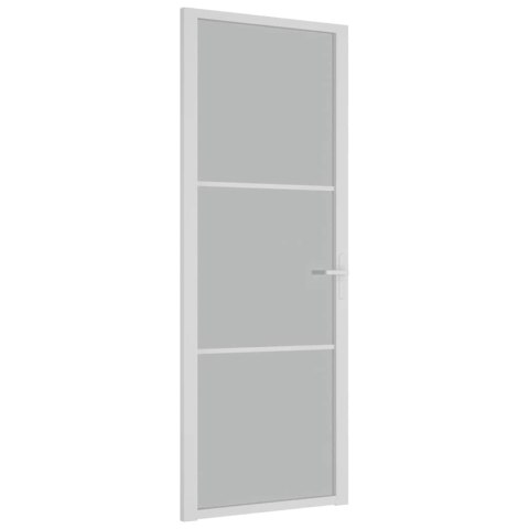 VidaXL Drzwi wewnętrzne, 76x201,5 cm, białe, matowe szkło i aluminium