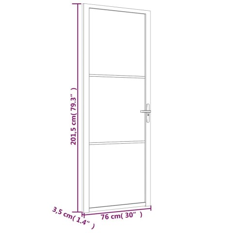 VidaXL Drzwi wewnętrzne, 76x201,5 cm, białe, matowe szkło i aluminium