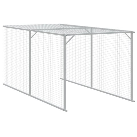 VidaXL Kurnik z wybiegiem, jasnoszary, 117x405x123 cm, stal
