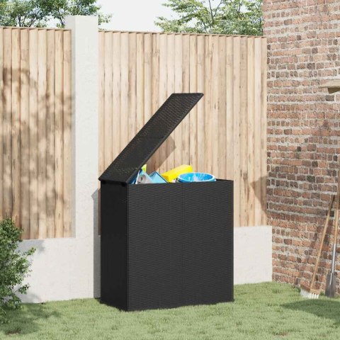VidaXL Skrzynia na poduszki ogrodowe rattan PE 100x49x103,5 cm, czarna