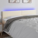 VidaXL Zagłówek do łóżka z LED, kremowy, 160x5x78/88cm, sztuczna skóra