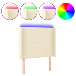 VidaXL Zagłówek do łóżka z LED kremowy 83x16x118/128 cm sztuczna skóra