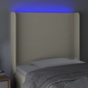 VidaXL Zagłówek do łóżka z LED kremowy 83x16x118/128 cm sztuczna skóra
