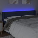 VidaXL Zagłówek do łóżka z LED, niebieski, 163x16x78/88 cm, tkanina