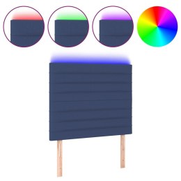 VidaXL Zagłówek do łóżka z LED, niebieski, 80x5x118/128 cm, tkanina