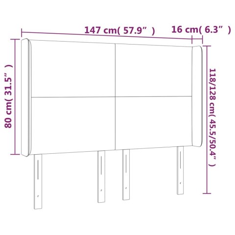 VidaXL Zagłówek do łóżka z LED, różowy, 147x16x118/128 cm, aksamit