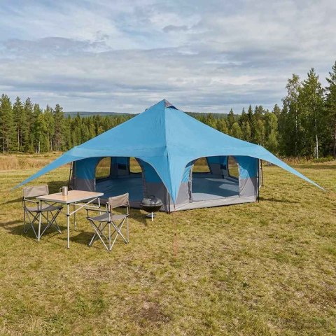 VidaXL Namiot rodzinny niebieski 18-osobowy
