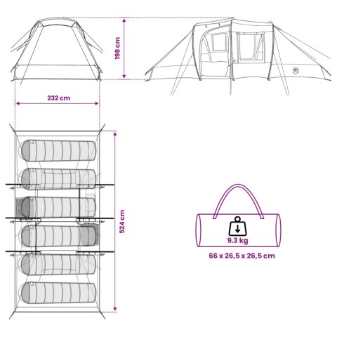 VidaXL Namiot Instant niebieski 524 x 232 x 192 cm