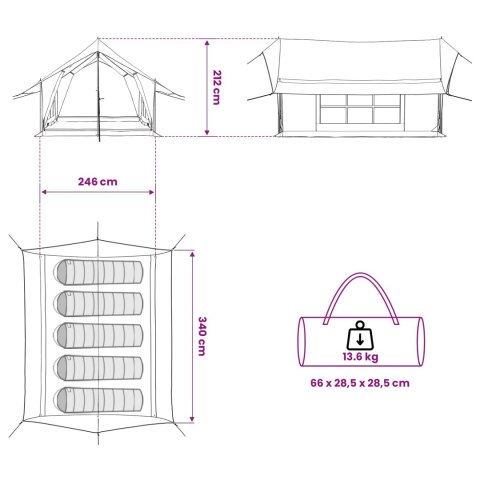 VidaXL Namiot domek brązowy 340 x 246 x 210 cm Polibawełna